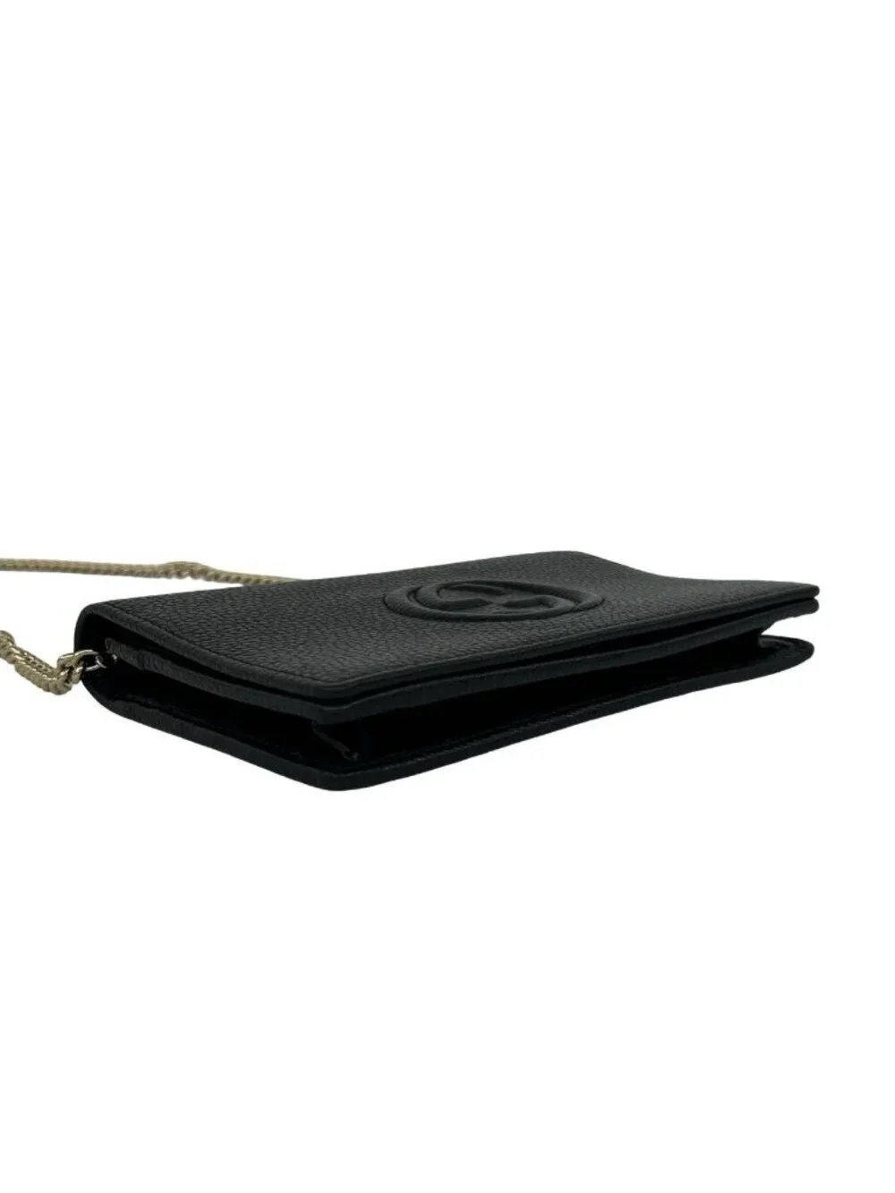 Gucci Soho Interlocking G Leather Chain Wallet on Shoulder Bag Black